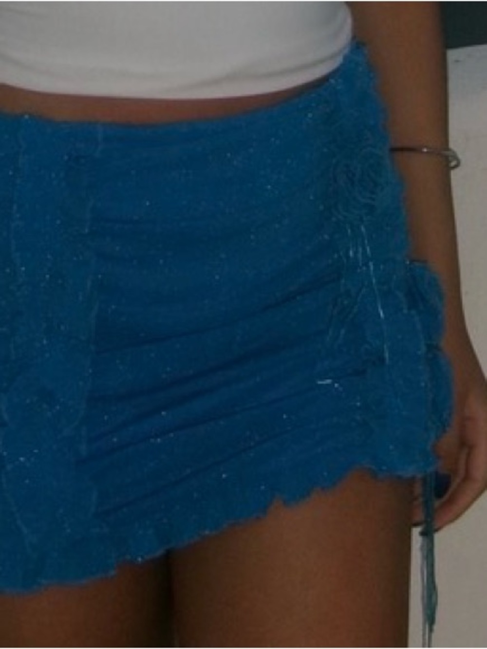 Royal Blue Ruched Mini Skirt Set - Picture 4 of 5